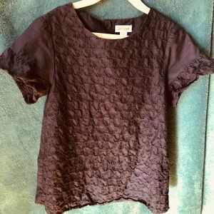 Girls Navy short sleeve shirt 7/8